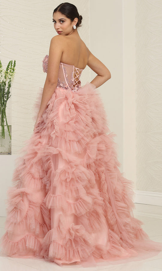 May Queen RQ8129 - Sweetheart Neck Strapless Ruffle Ballgown