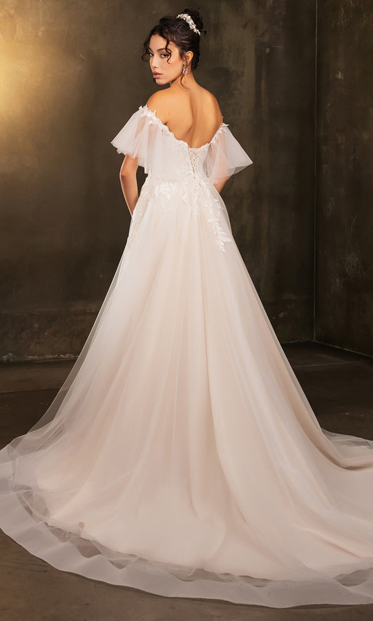 May Queen RQ8180 - Off Shoulder A-Line Applique Dress