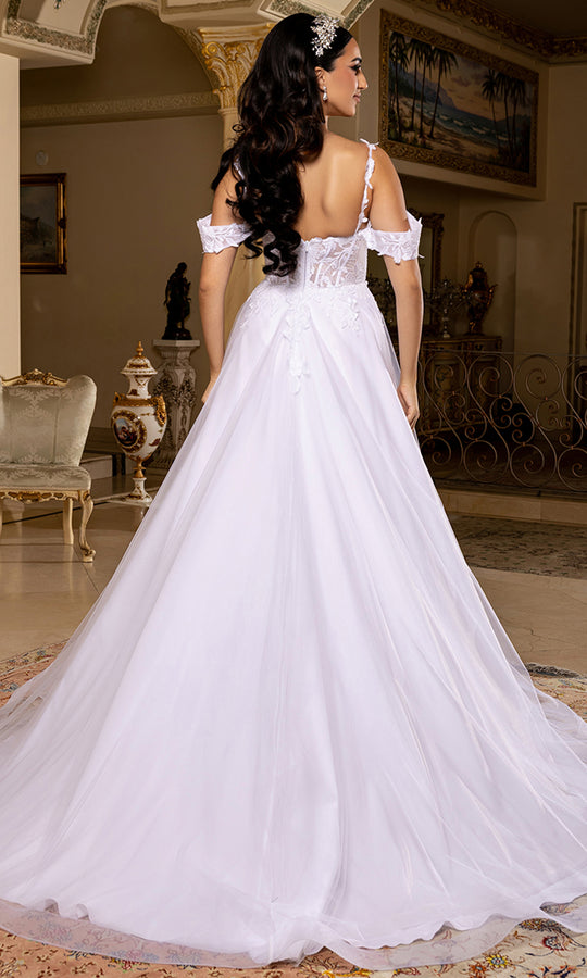 May Queen Bridal RQ8272 - Cold Shoulder Embroidered Applique Gown