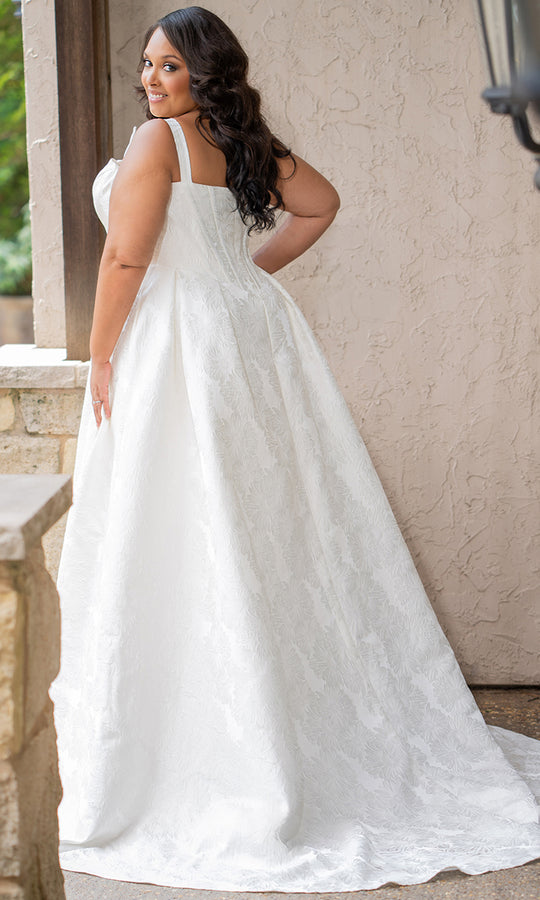 Sydney's Closet SC5363 - Brocade Square Neck A Line Wedding Dress