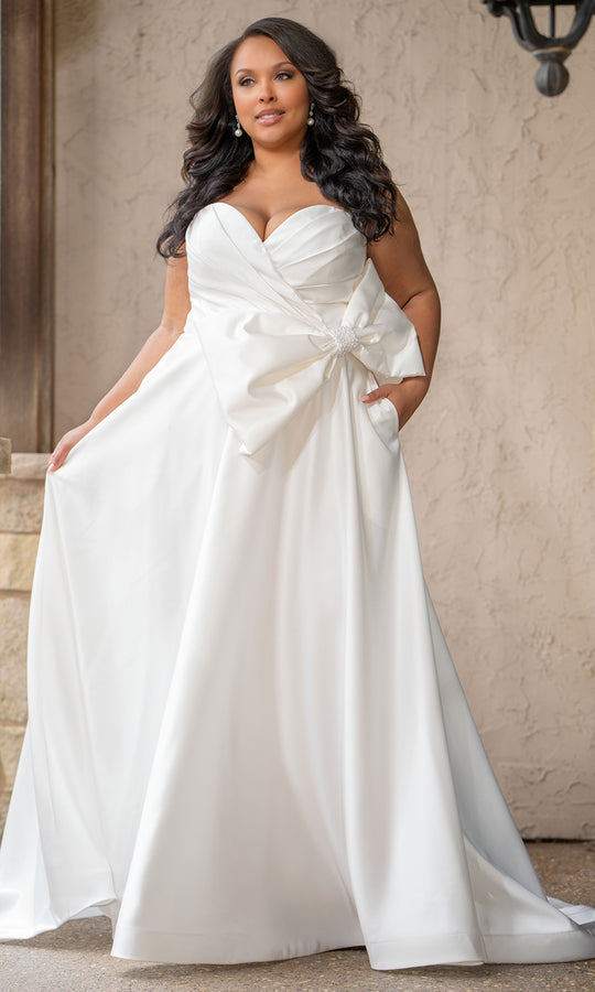 Sydney's Closet Bridal SC5364 - Satin Strapless A Line Wedding Gown