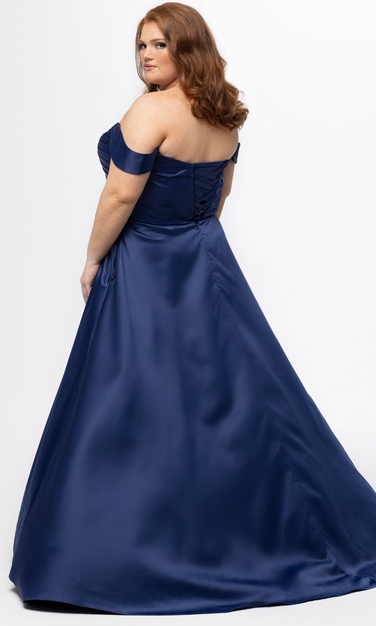 Sydney's Closet SC7431 - A Line Satin Evening Dress