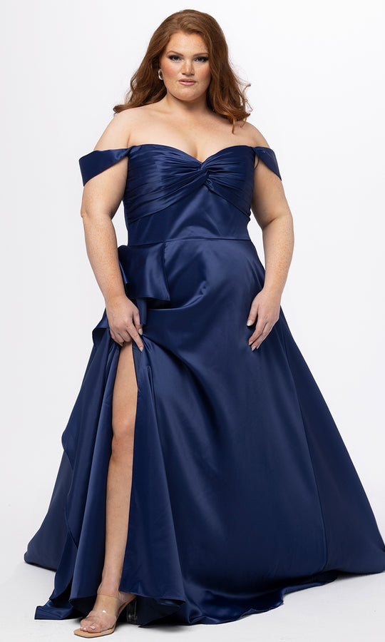 Sydney's Closet SC7431 - A Line Satin Evening Dress