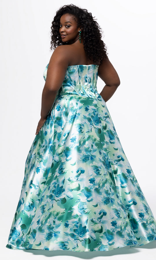 Sydney's Closet SC7435 - Satin Off Shoulder A Line Gown