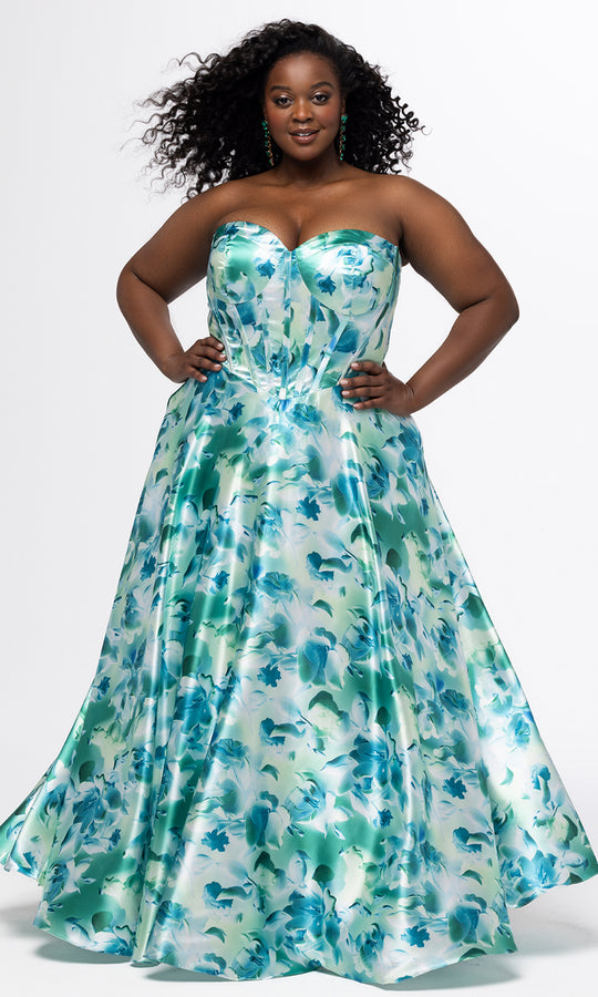 Sydney's Closet SC7435 - Satin Off Shoulder A Line Gown