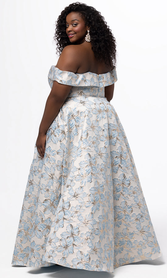 Sydney's Closet SC7440 - A Line Floral Brocade Evening Dress