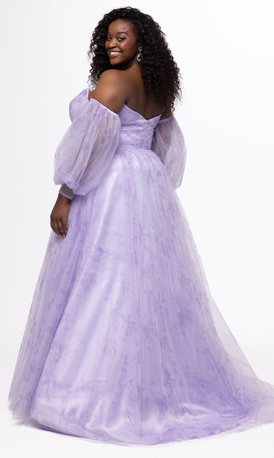 Sydney's Closet SC7445 - Floral Tulle Off Shoulder A Line Gown