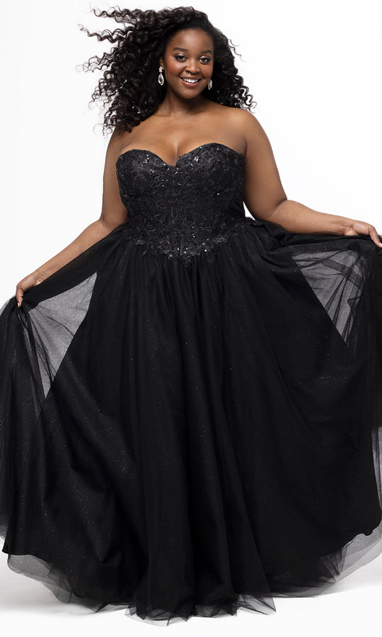 Sydney's Closet SC7450 - Embroidered Lace A Line Formal Dress