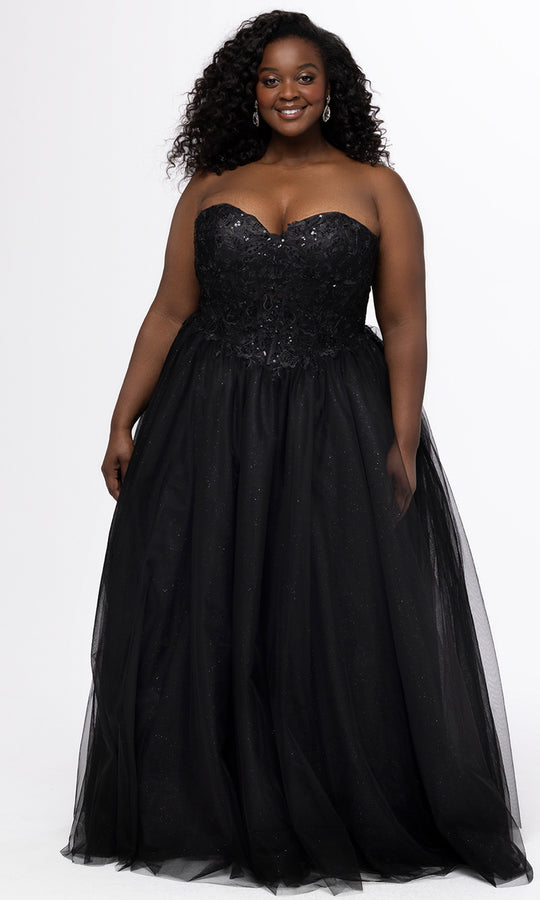 Sydney's Closet SC7450 - Embroidered Lace A Line Formal Dress