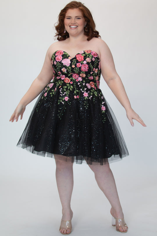 Sydney's Closet SC8137 Embroidered Floral Sweetheart Cocktail Dress