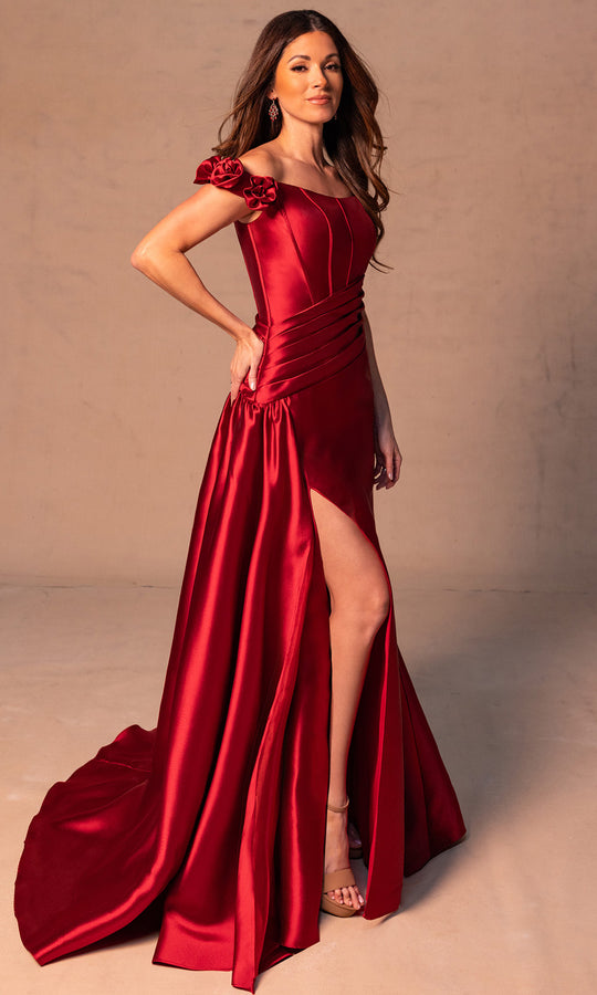 Rachel Allan RB8177 - Rose Detail Pleated Evening Gown