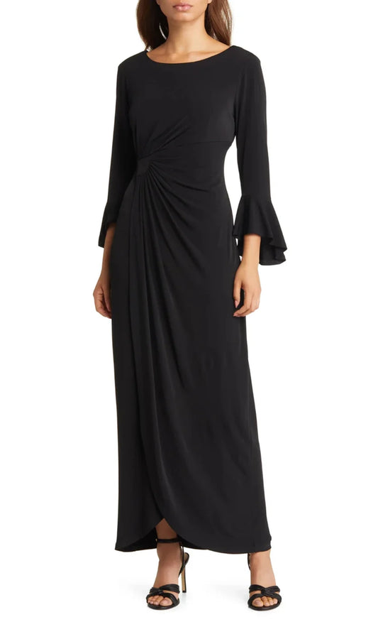 Connected Apparel T1312137M1 - Gathered Waist Scoop Neckline Dress