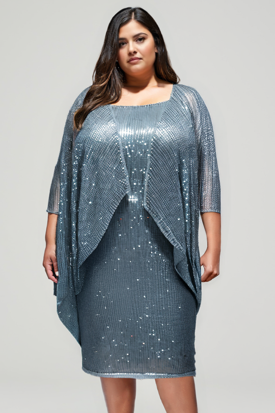 Amoris by Ladivine T9001 - Sparkle Plisse Formal Dress and jacket Set