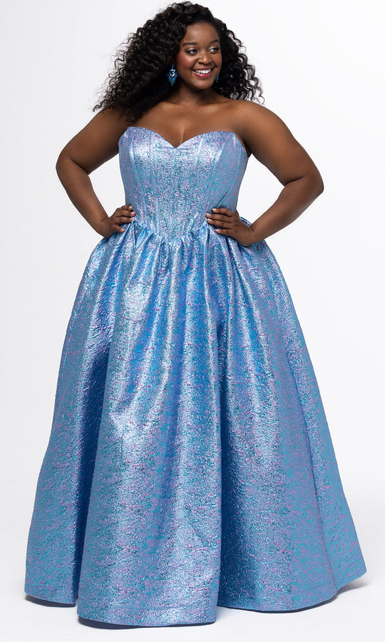 Sydney's Closet TE2538 - Metallic Sweetheart Evening Dress