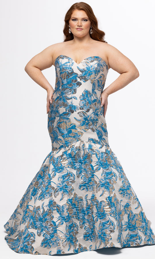 Sydney's Closet TE2620 - Floral Brocade Trumpet Evening Dress