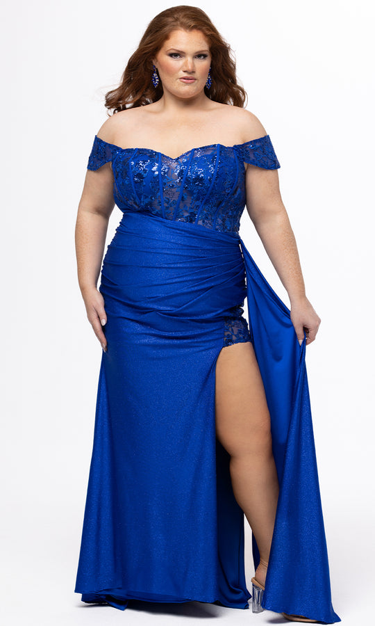 Sydney's Closet TE2629 - Off Shoulder Sparkle Prom Dress