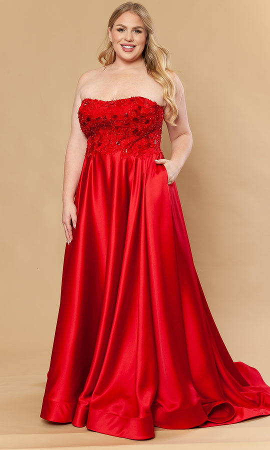 Poly USA W1224 - Semi-Sweetheart Satin Plus Size Gown