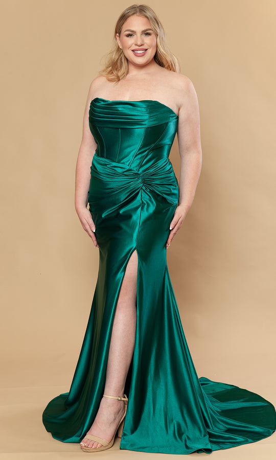 Poly USA W1240 - Lace-Up Back Sheath Gown with Knotted Detail