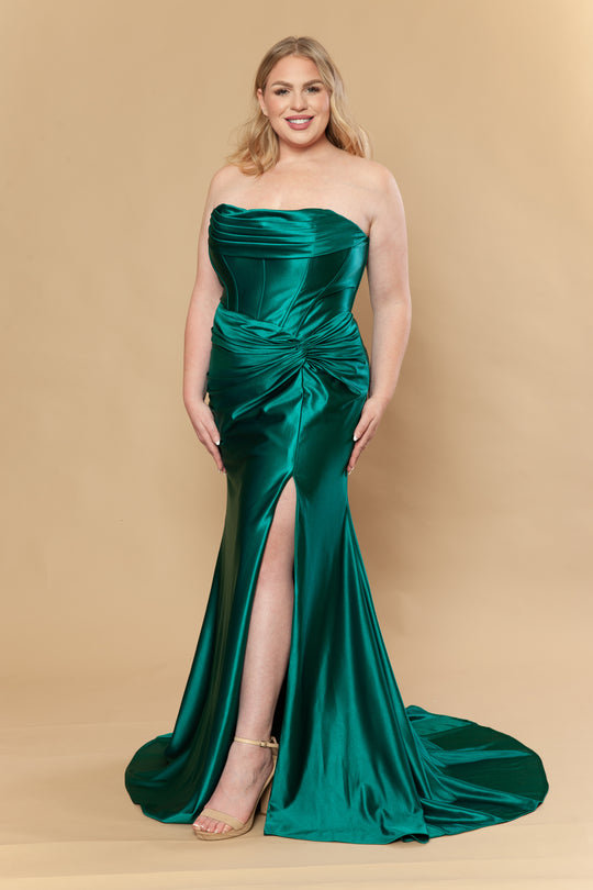 Poly USA W1240 - Lace-Up Back Sheath Gown with Knotted Detail