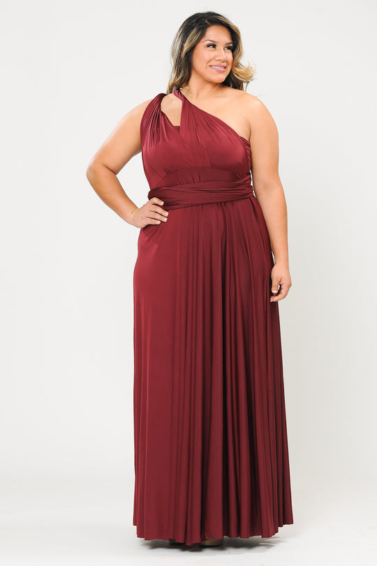 Poly USA W7022 - Convertible Jersey A-Line Long Dress