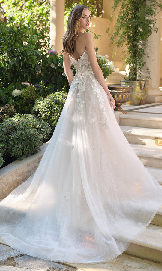 Andrea and Leo WL070 - Illusion Plunge Floral Wedding Dress