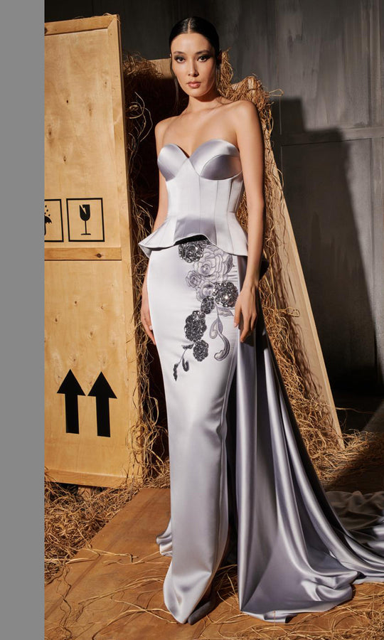 MNM Couture N0648 - Strapless Column Gown with Overskirt