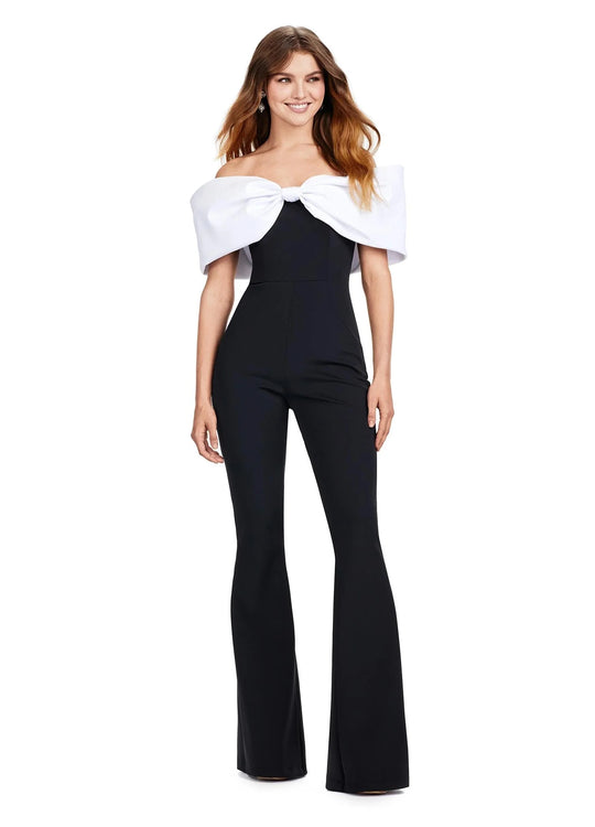 Ashley Lauren 11414 - Bow-Detailed Off Shoulder Jumpsuit