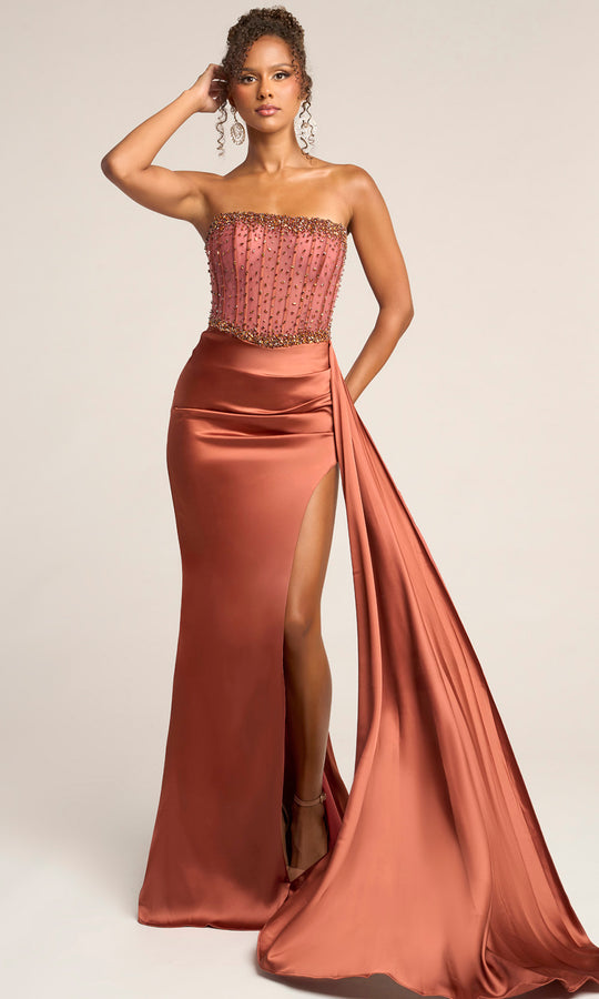 Portia and Scarlett XO040 - Straight Neckline Beaded Accent Dress