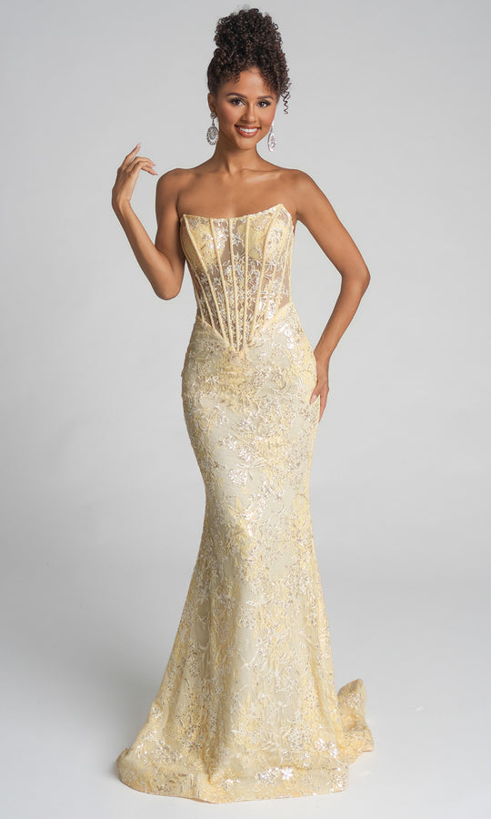 Portia and Scarlett XO082 - Scoop Floral Lace Evening Dress