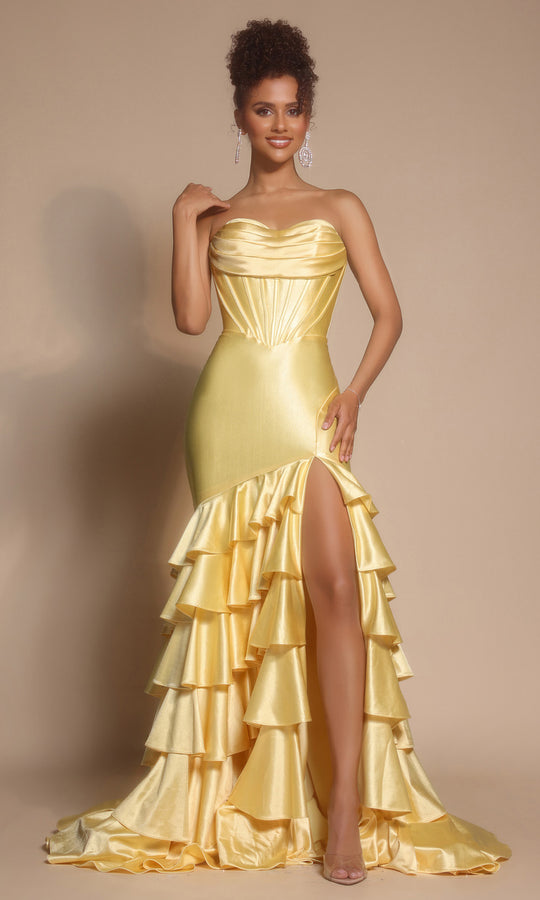 Portia and Scarlett XO085 - Ruffled Tier Mermaid Evening Gown