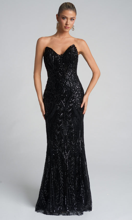 Portia and Scarlett XO134 - V-Neckline Sparkle Sheath Gown
