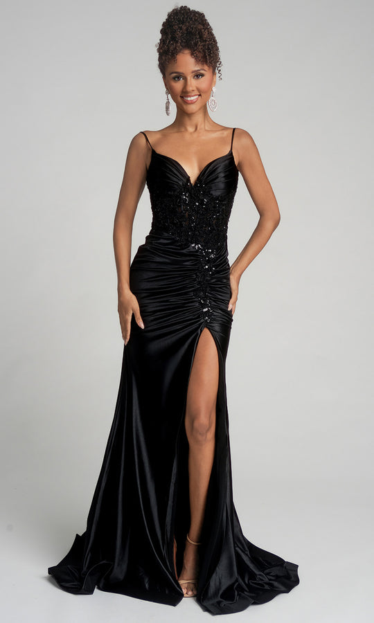 Portia and Scarlett XO168 - Lace Applique Ruched Sheath Dress