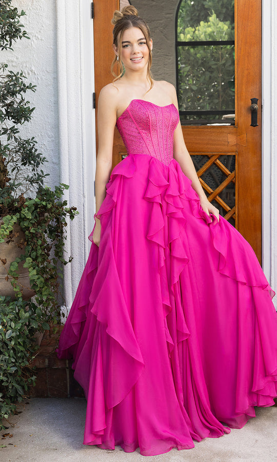 Portia and Scarlett XO174 - Corset Ruffle Overlay Prom Gown