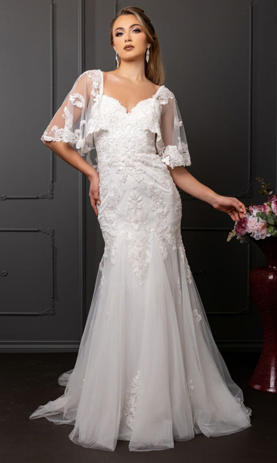 May Queen RQ8271 - Embroidered Sweetheart Trumpet Wedding Gown