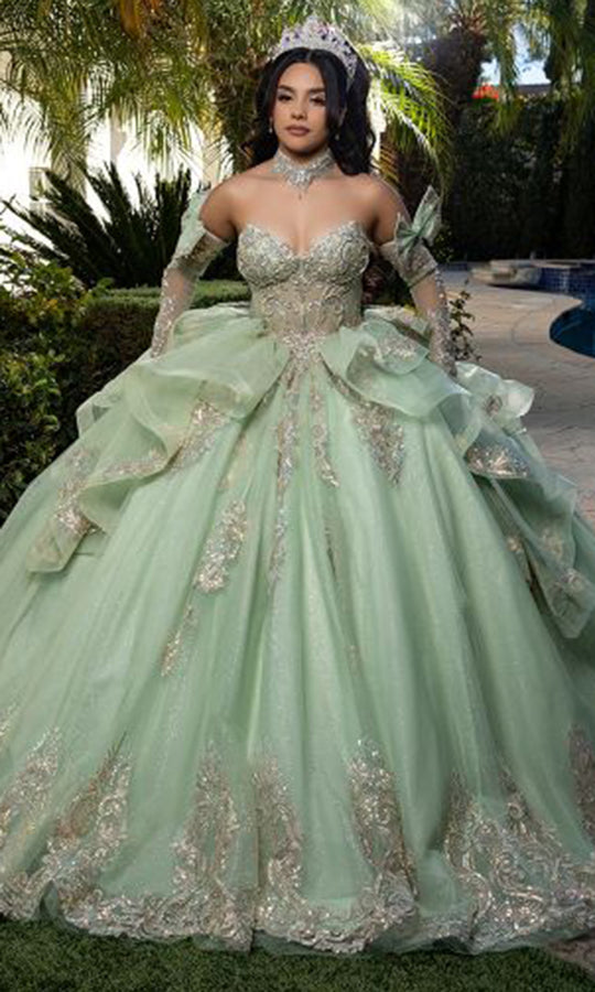 May Queen LK291 - Beaded Sweetheart Layered Voluminous Gown