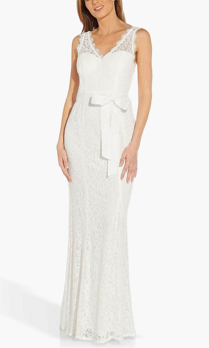 Adrianna Papell 091890120 - Sleeveless Lace Evening Dress Special Occasion Dress 0 / Ivory