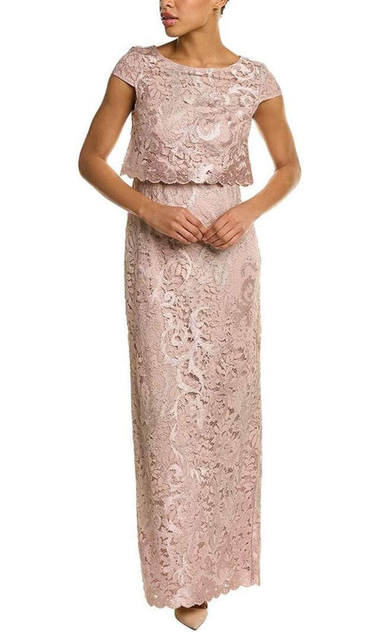 Adrianna Papell AP1E209930 - Lace Cap Sleeve Long Dress Special Occasion Dress 2 / Dusty Rose