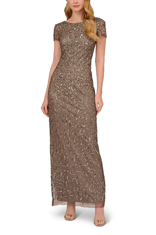 Adrianna Papell AP2E208616 - Scoop Back Sequin Evening Gown Mother of the Bride Dresses 10 / Lead
