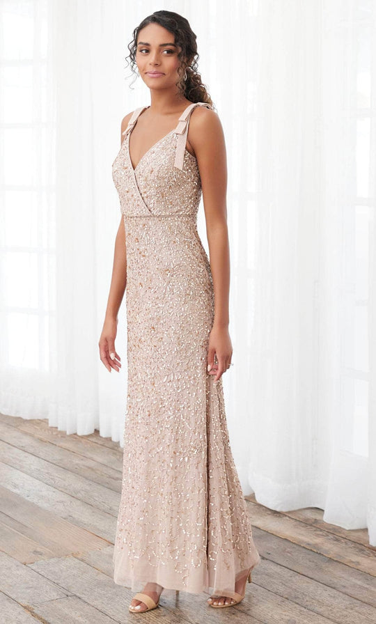 Adrianna Papell Platinum 40397 - Floral Beaded V Neck Dress