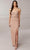 Adrianna Papell Platinum 40408 - Glittered Sheath Long Dress Prom Dresses 0 / Blush