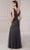 Adrianna Papell Platinum 40417 - Beaded V-Neck Evening Dress Evening Dresses 22W / Gunmetal