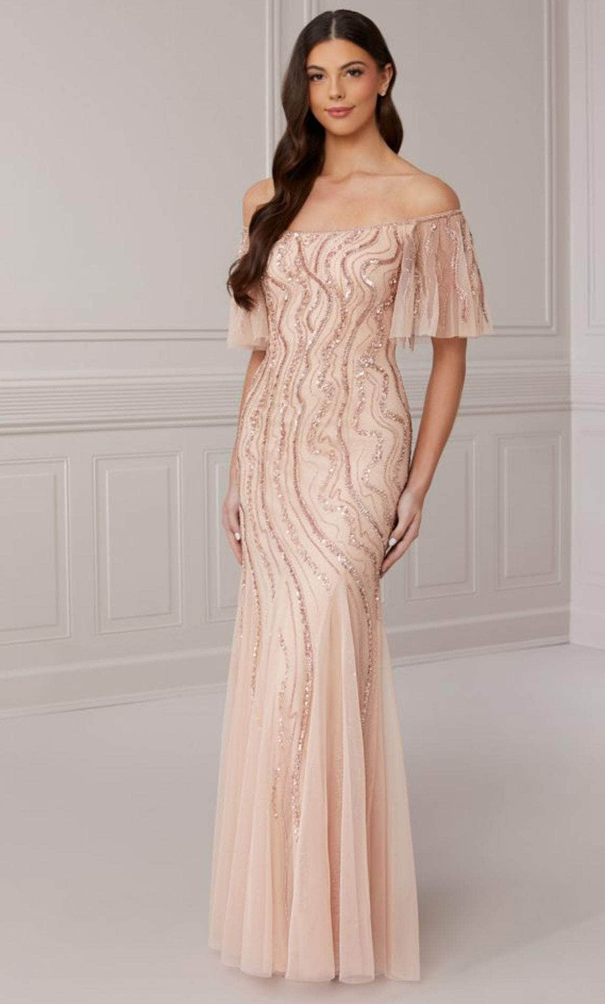 Adrianna Papell Platinum 40422 - Off Shoulder Formal Sheath Gown Couture Candy Adrianna Papell Platinum 40422 - Off Shoulder Formal Sheath Gown Couture Candy