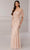 Adrianna Papell Platinum 40422 - Off Shoulder Formal Sheath Gown Prom Dress 0 / Blush