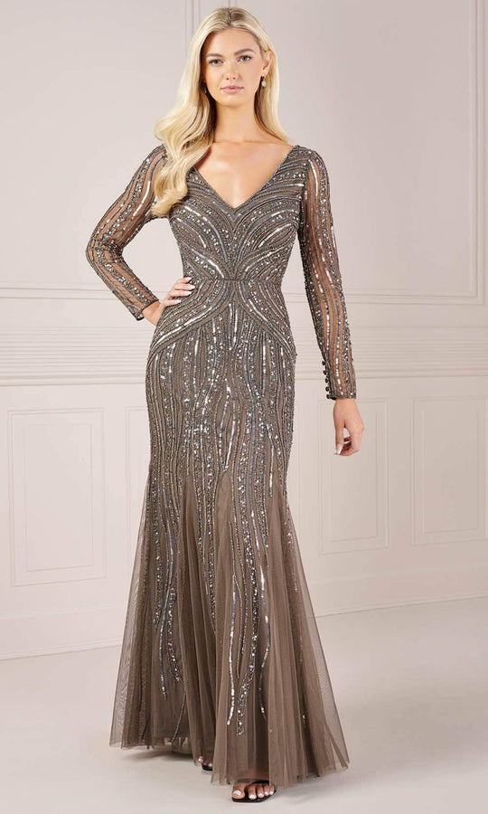 Adrianna Papell Platinum 40445 - V-Neck Evening Dress