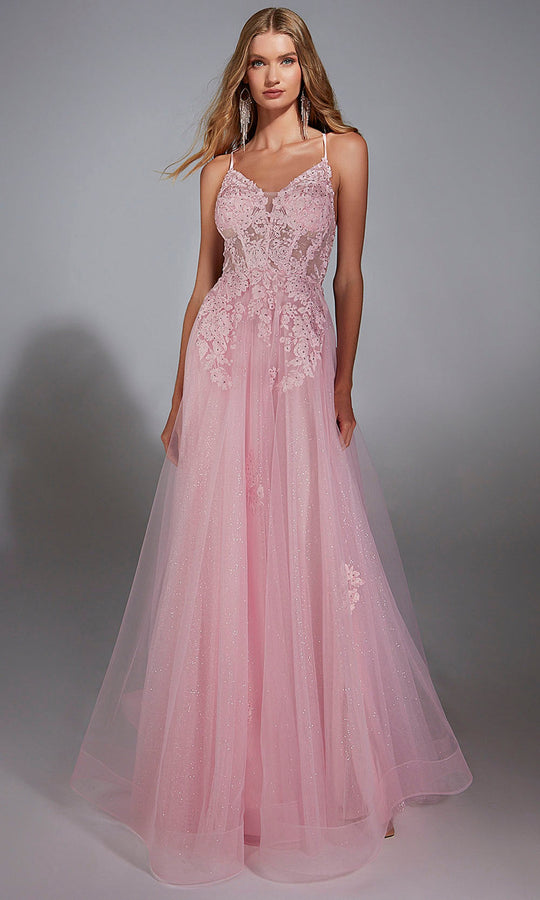 Aerie Couture 286 - Romantic Pink Lace A Line Gown