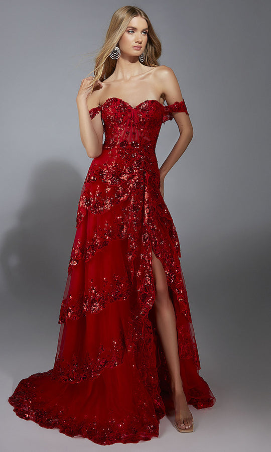 Aerie Couture 333 - Off Shoulder Tiered Sequin Gown