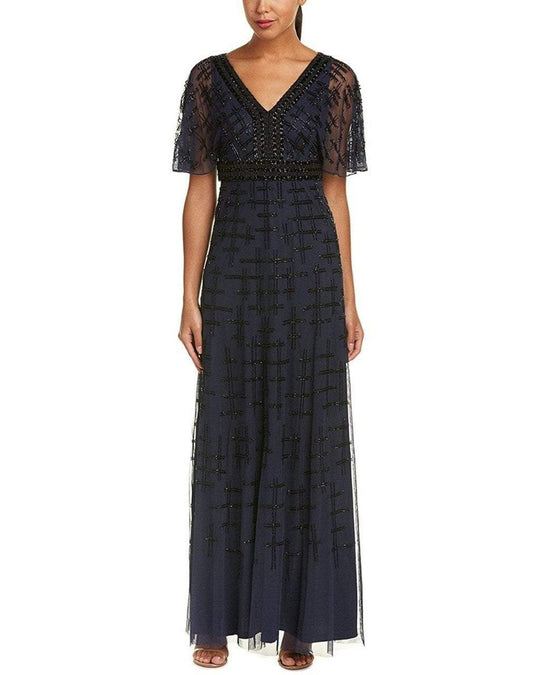 Aidan Mattox - MD1E201195 Short Flutter Sleeve Adorned Capelet Gown