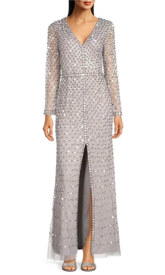 Aidan Mattox MD1E207720 - Embellished V-Neck Evening Dress