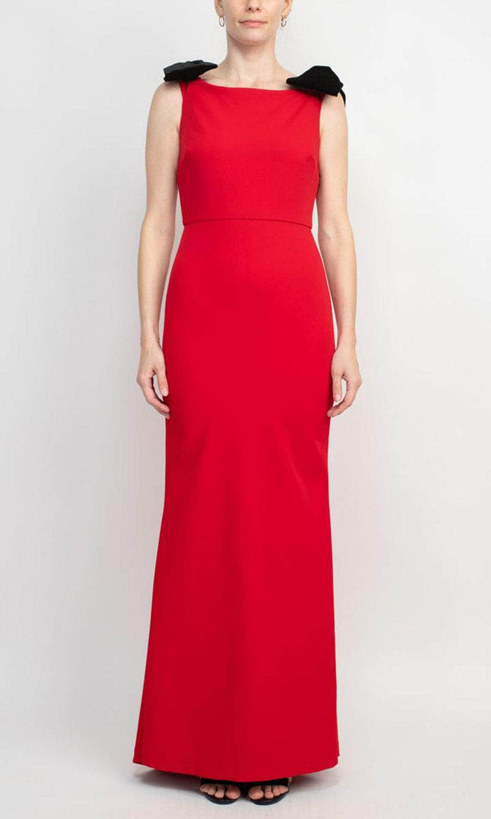 Alberto Makali 185420 - Bow Straps Bateau Evening Gown Special Occasion Dress 2 / Red