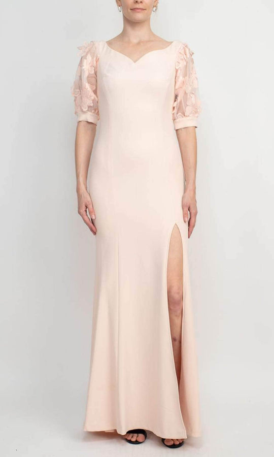 Alberto Makali 185715 - Applique Sleeve Evening Gown